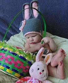 Babymoon Rabbit Designer Cap & Nappy Set - Grey