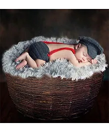 Babymoon Captian Designer New Born Baby Photography Props Set of 3 - Grey Red