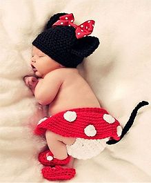 Babymoon Minnie Mouse Designer New Born Baby Photography Props Set of 4 - Red