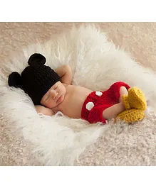 Babymoon Mickey Mouse Designer New Born Baby Photography Props Set of 3 - Black Red