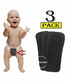 Babymoon Premium Bamboo 5 Layer Charcoal Wetfree Reusable Washable Cotton Diaper Nappy Insert Grey - Pack of 3