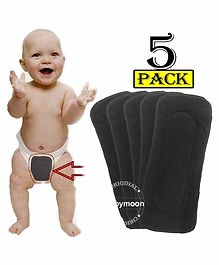 Babymoon Premium Bamboo 5 Layer Charcoal Wetfree Reusable Washable Cotton Diaper Nappy Insert Grey - Pack of 5