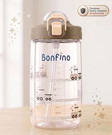 Bonfino EasySip Straw Sipper Cup with Soft Spout & Flip Lock Lid 300ml - Brown| Smooth Flow| BPA Free| Easy Grip Handle| 6 Months+| Leak Proof Lid| Measuring Scale| Home & Travel