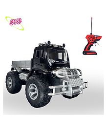 SVE Cargo Truck Off Roader Rechargeable Remote Control Car | 4x4 Cargo Monster Truck | LED Lights | Lithium Battery | C-Type Charging | Remote Control Car for Kids | RC Monster Truck- BLACK
