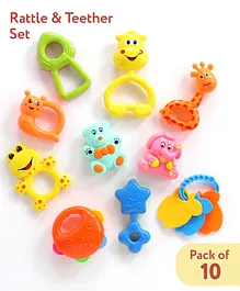 Babyhug BPA-Free Rattle & Teether 10
                        Pieces Set for Newborns & Infants| Safe
                        & Food Grade|Easy Grip| Colorful &
                        Lightweight| Rattles for Sensory Development|BIS
                        Certified|(Colour may vary)