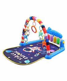 Play Nation Premium Baby Kick and Play Piano Space Theme Play Gym with Lights Music-Light Blue| 5 Hanging Rattles| Musical Keyboard| Activity Portable Playmat| Gift Toy for 0-18 Months| BIS Certified