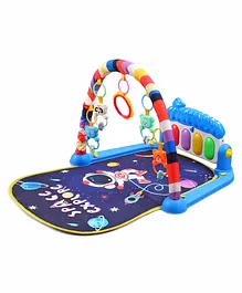 Play Nation Premium Baby Kick and Play Piano Space Theme Play Gym with Lights Music-Light Blue| 5 Hanging Rattles| Musical Keyboard| Activity Portable Playmat| Gift Toy for 0-18 Months| BIS Certified