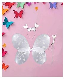 Funcart White Butterfly Wing Fairy Set (Wings, Head Band, Wand)