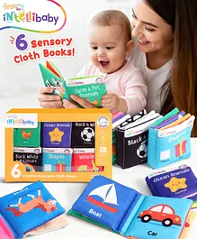Intellibaby Creative Concepts Cloth
                        Books-Set of 6 | Early Learning -
                        Shapes,Vehicles,Ocean Animals,Farm & Pet
                        Animals,Black N White & 4 Colours | Safe
                        & Durable | For Gifting | Educator
                        Recommended