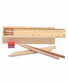 Desi Karigar Wooden Pencil Box - Beige