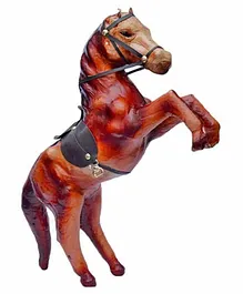 Desi Karigar Leather Horse Showpiece - Brown