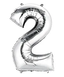 Shopperskart Helium Foil Balloon Number 2 Shape - Silver