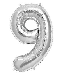 Shopperskart Helium Foil Balloon Number 9 Shape - Silver