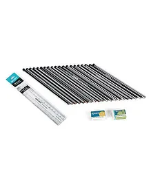 Apsara Extra Dark Pencil Set With Eraser & Sharpener - 22 Pieces