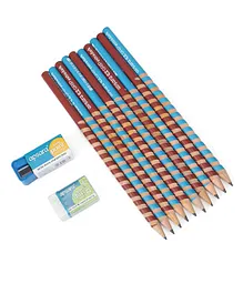 Apsara EZ Grip Pencils Pack of 10 - Blue Brown