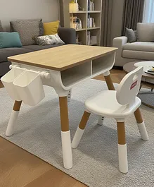 Babyhug Kids Table & Chair Set -
                        Natural|Adjustable Height| Study & Play
                        Furniture for Boys & Girls| Eco-Friendly
                        Wood| Rounded Corners| Anti-Skid Legs| Under the
                        Table & Side Storage