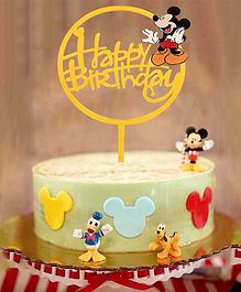 Funcart Mickey Mouse Acrylic Happy Birthday Cake Topper - Golden