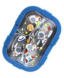 Little Surprise Box 3 Section Space Print Stainless Steel Kids Lunch Box - Blue