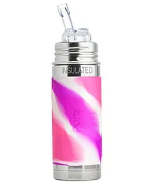 Pura Kiki Swirl Vacuum Insulated Stainless Steel Bottle With Straw Pink - 260 ml