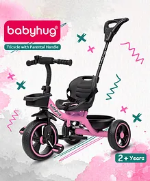 Babyhug Tricycle with Parental Push
                        Handle-Pink| Safety Harness| Foldable Footrest|
                        Storage Baskets| Anti-Slip Pedals| Adjustable
                        Push Bar| Puncture Proof Wheels| Comfortable
                        Seat| High Backrest