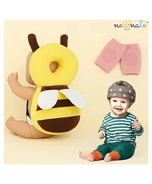 NeonateCare safety combo of Baby Helmet Head
                      Protector and knee pads (Grey star helmet Yellow
                      Head protector and multicolor knee pads) - Multi