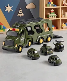 Play Nation 5 In 1 Friction Powered
                        Military Truck Toy Set With Light & Sound -
                        Olive Green| Includes 4 Small Army Vehicles|
                        Gifting Idea for 3+ Years Boys & Girls|
                        Non-stop action| Imaginative play