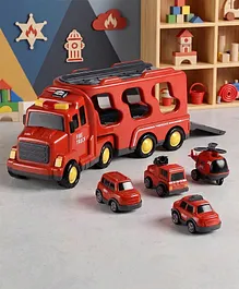 Play Nation 5 In 1 Friction Powered Fire
                        Truck Toy Set With Light & Sound - Red|
                        Includes 4 Small Rescue Vehicles| Gifting Idea|
                        Toy for 3+ Years Boys & Girls| Non-stop
                        action| Imaginative play