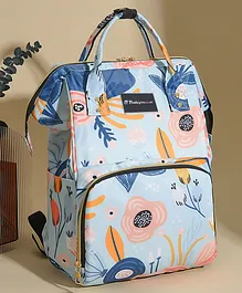 Babymoon Multifunction Mommy Bag Style Maternity Floral Print Diaper Backpack for Travel - Blue
