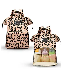 Babymoon Multifunction Mommy Bag Style Maternity Floral Print Diaper Backpack for Travel - Peach