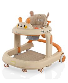 BUNNIE Baby Walker with 3 Height Adjustments, 2-in-1 Push Walker Mode, Toy Tray with Lights and Music (Yellow)