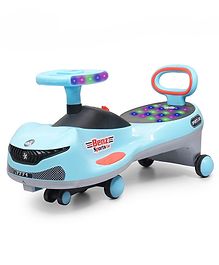 Bishmeva Kids Magic Swing Car Twister Ride On with LED Lights, Safety Backrest, Twist & Turn Steering, Push Ride Toy with Sturdy Design & Rounded Edges for Toddlers (Blue)