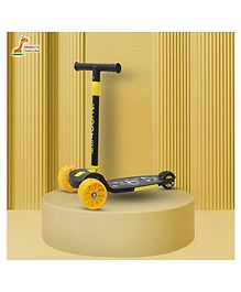 Bishmeva Scooter with Adjustable Height, Lean-to-Steer, LED Light-Up Wheels, Boys & Girls (Black)