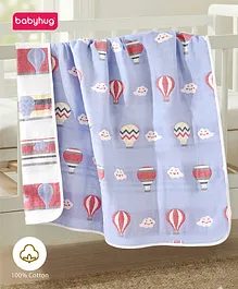 Babyhug 6 Layer 100% Cotton Gauze Muslin
                        Baby Blanket | Super Soft | Breathable |
                        Absorbent - Blue