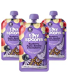 Tiny Spoons Organic Blueberry Apple Banana & Strawberry Puree Pack of 3 - 120 gm each