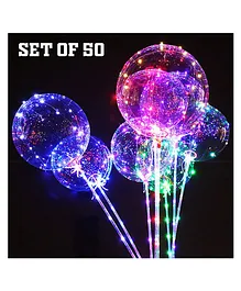 Party Propz Transparent LED Balloon Set of 50 - Multicolour