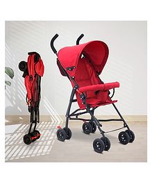 Angels & Mice Breezy Lite, Iron Frame, Compact & Lightweight Infant travel buggy, Umbrella Stroller, 7M to 3 Years| Guardrail, Extendable Canopy, Roll-Up Seat & 3-Point Safety Harness, Red