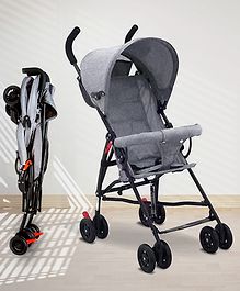 Angels & Mice Breezy Lite, Iron Frame, Compact & Lightweight Infant travel buggy, Umbrella Stroller, 7M to 3 Years| Guardrail, Extendable Canopy, Roll-Up Seat & 3-Point Safety Harness,Grey