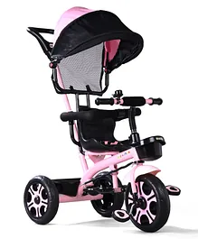 Kids Tricycle with Removable Canopy &
                        Cushion Seat -Pink|Plug&Play
                        Wheels|Direction Control PushHandle| Foldable
                        Footrest| Sturdy&Durable Frame|Easy
                        Assembling| Puncture Proof Tyres| Activity Gift