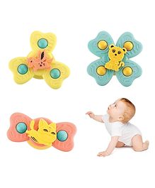 FUNVERSE Baby Spinner Toy for Baby Bath Toys Water Toys for Kids Suction Cup Fidget Spinner Sensory Toddler Infant Flight Travel Toy Stick to Car Window Birthday Return Gift for Kids 3 Pcs
