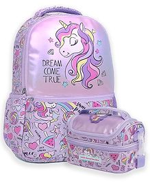 Little Surprise Box Hologram Unicorn School Backpack & matching Lunch bag - Purple - 17 Inches