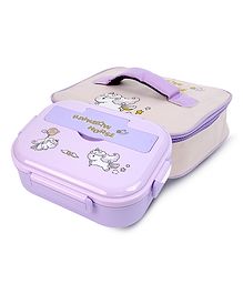 Little Surprise Box Rainbow Horse Print Big Size Stainless Steel Lunch Box with Lunch Bag & free Dip Box - Purple