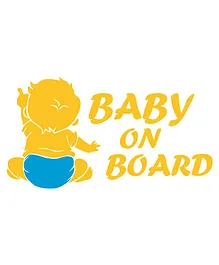 Syga Baby On Board Baby Pointing Car Sticker - Yellow
