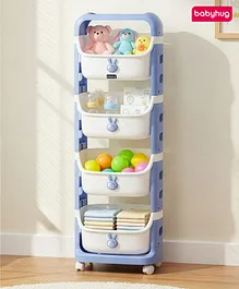 Babyhug 4 Layer Storage Organiser with
                        Rabbit Face - Blue| Detachable Baskets| Wheels
                        with Lock| Plug N Play Assembly| Stationery,
                        Toys & Clothes Storage| Rounded Edges