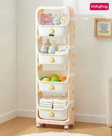 Babyhug 4 Layer Storage Organiser with
                        Penguin Face - Yellow| Detachable Baskets|
                        Wheels with Lock| Plug N Play Assembly|
                        Stationery, Toys & Clothes Storage| Rounded
                        Edges
