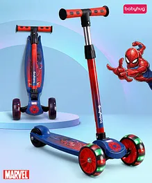 Babyhug Marvel Spider Man Kids 3 Wheel
                        Scooter with Attractive Led Wheels|Compact Fold|
                        Lean-to-Steer| Gifting Option| Physical Activity
                        - Red & Blue