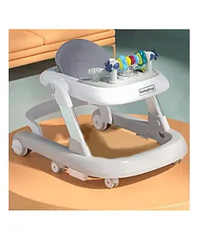 Babyhug 2 in 1 Baby Walker with Anti Fall
                        Protection & Adjustable Height-Grey| Push
                        Walker| Rear Wheels with Speed Control| Soft
                        Padded Seat| Smooth Swivel Wheels| Musical Toy
                        Tray with Engaging Toys