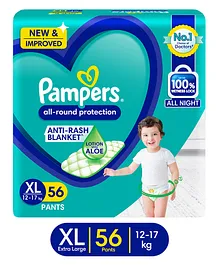 Pampers All round Protection Pants, Extra Large size baby diapers (XL) 56 Count, Lotion with Aloe Vera