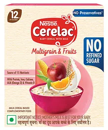 Nestle Cerelac Baby Food Cereal | No Refined Sugar | Multigrain & Fruits for 12 to 24 Months Baby | Omega 3 Iron Protein Calcium Vitamin D for Babies | Instant Cereal | 300g