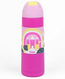 Kicups Stainless Steel Kids Water Bottle  Double Wall Vacuum Insulated Flask  12 Hours Hot & Cold  Water Bottle For Girls/Boys Whimsical Wonderland Pink - 550 ml