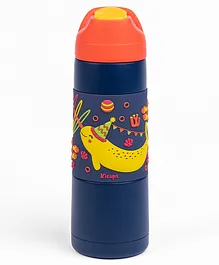 Kicups Stainless Steel Kids Water Bottle  Double Wall Vacuum Insulated Flask  12 Hours Hot & Cold  Water Bottle For Girls/Boys Fin Fiesta Blue - 550 ml